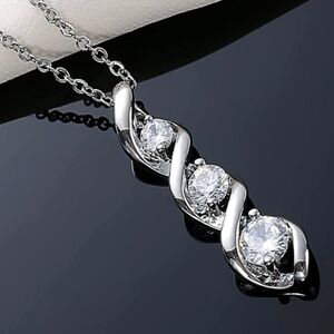 Elegant White Gold % AAAAA CZ Necklace NWT